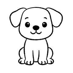 Fototapeta premium Kawaii Minimalist Puppy Dog Line Art Doodle Icon Illustration