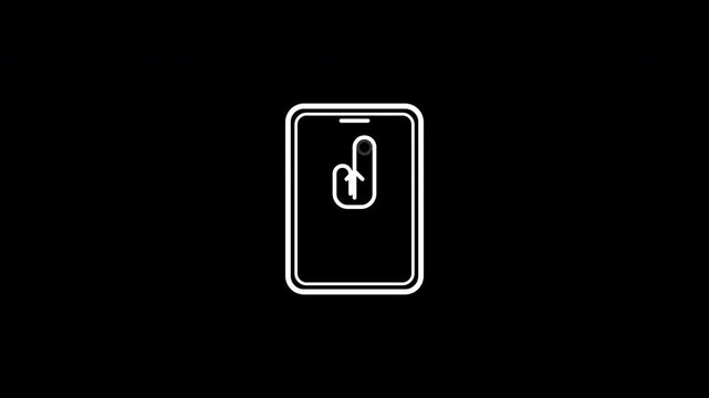 Smartphone screen hand gesture swiping up scroll animation outline