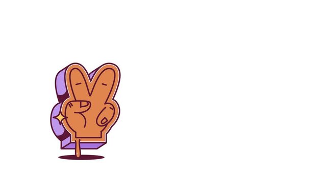 hand pose animation with copy space area and transparent background