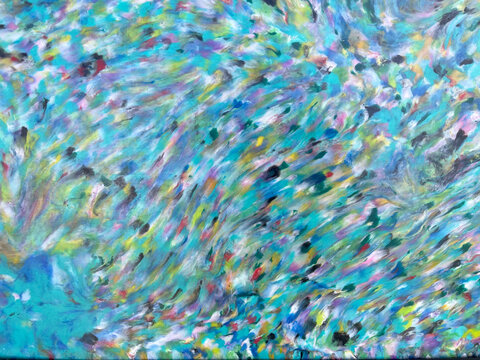 Melting plastic caps during recycle process. Colorful Abstract background and texture 