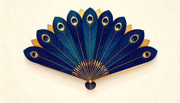 Stylized Peacock Feather Fan Illustration