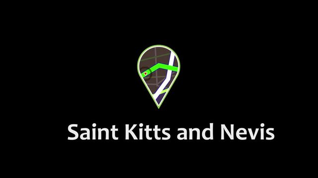 Abstract Digital Navigation Interface with Glowing Green GPS Path and Location Marker on Saint Vincent and the Grenadines Map, Futuristic Geometry Lines and Tracking System