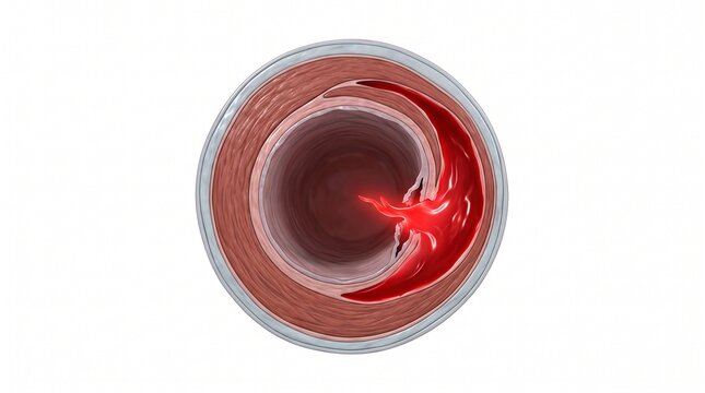 3D Anatomical Diagram of Intimal Tear and False Lumen in Aortic Dissection