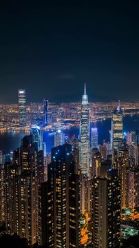 Hong Kong Night Cityscape 4K Generative AI