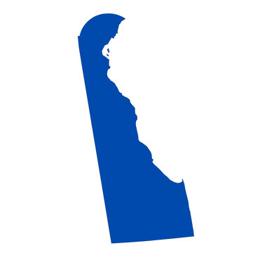 Delaware state silhouette in royal blue for map infographic and regional design.