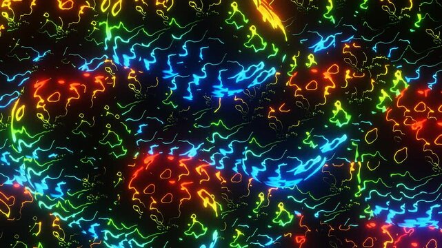 Abstract Vibrant Glowing Neon Wavy Line Pattern Motion Background, vj loop
