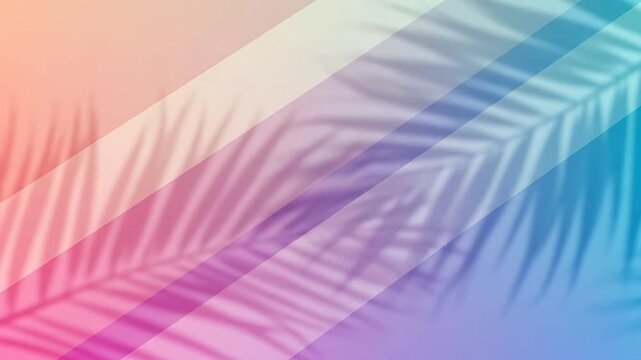 Palm leaf shadows cast over a vibrant gradient background with diagonal translucent stripes
