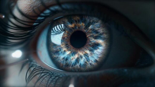 Close-up eye blinking sequence in slow motion