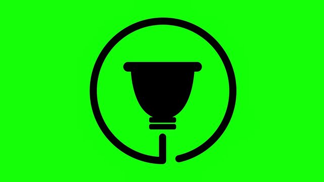 Animated black electric plug icon drawing on green background