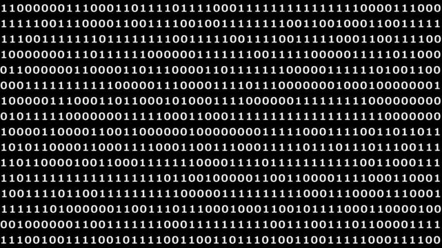 Digital binary code stream background, abstract technology data flow animation, cyber security and programming concept