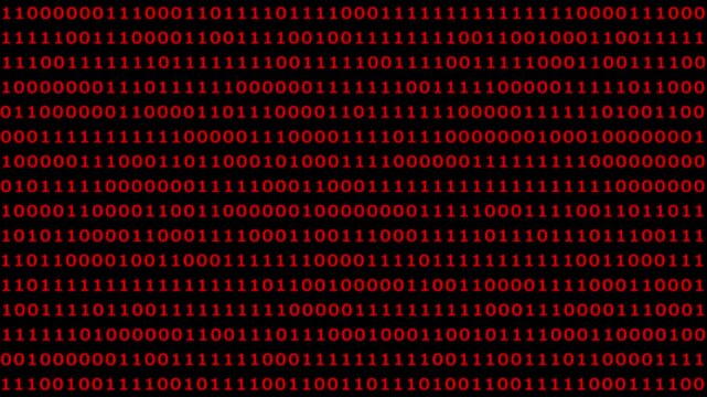 Red binary code background: digital data stream and cyber security concept