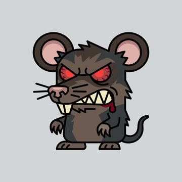 Angry cartoon mouse character with red eyes