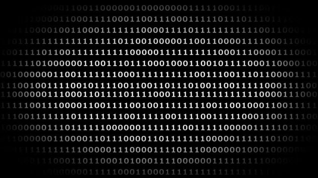 Digital binary code stream background, abstract technology data flow animation, cyber security matrix concept, computer programming background