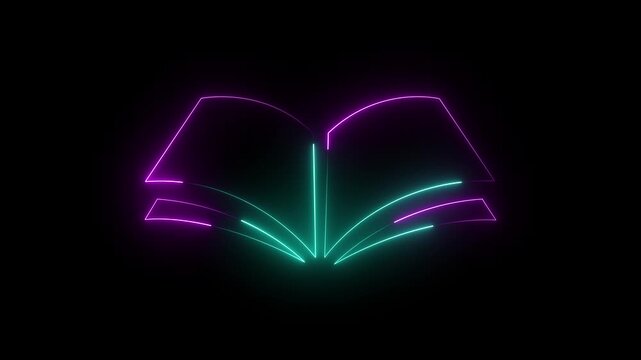 Open book icon isolated on black background pictogram design icon symbol cyclopaedia 4k video.
