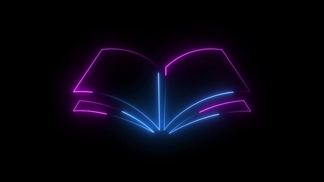 Open book icon isolated on black background pictogram design icon symbol cyclopaedia 4k video.