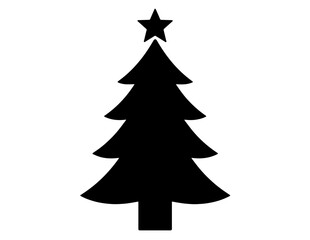 Obraz premium Black Christmas Tree Icon with Star Topper