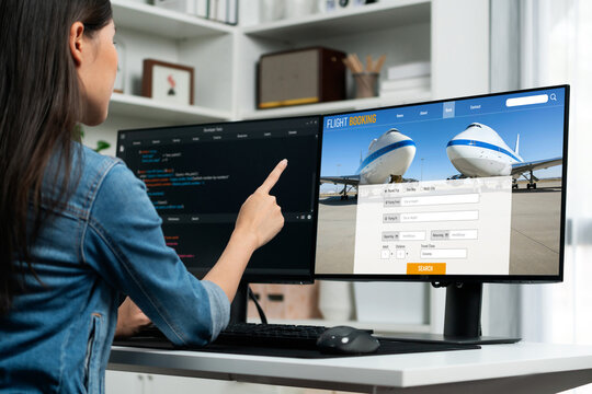 Online flight booking website provide brisk reservation system . Travel technology concept .