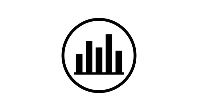 Round Bar Chart Vector Icon Inside Circle for Business Analytics, Data Visualization, and Financial Growth