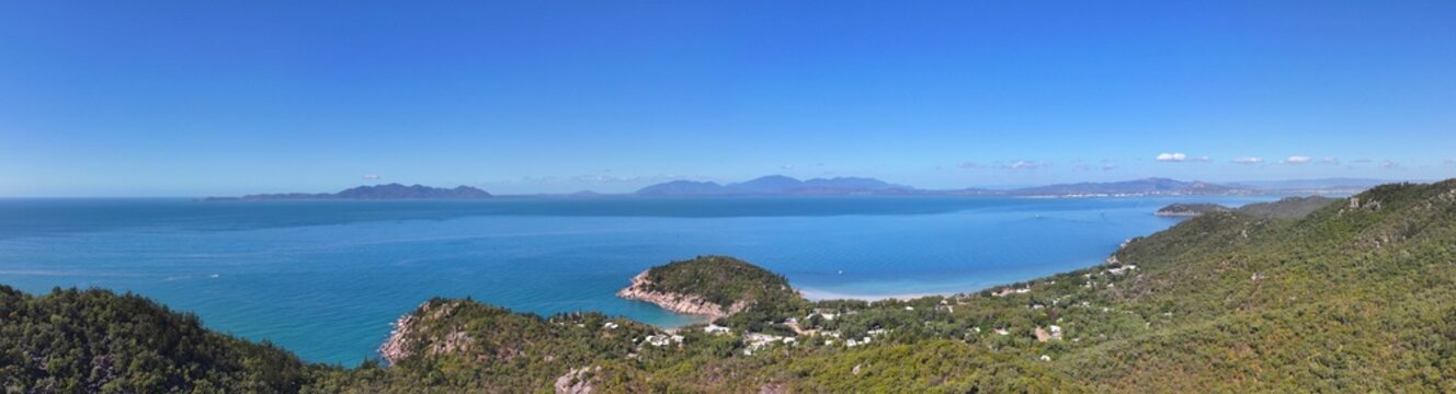 Spectacular aerial Panorama of Arcadia Magnetic Island Queensland Australia