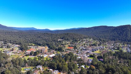 Obraz premium Spectacular aerial photo of Marysville Victoria Australia
