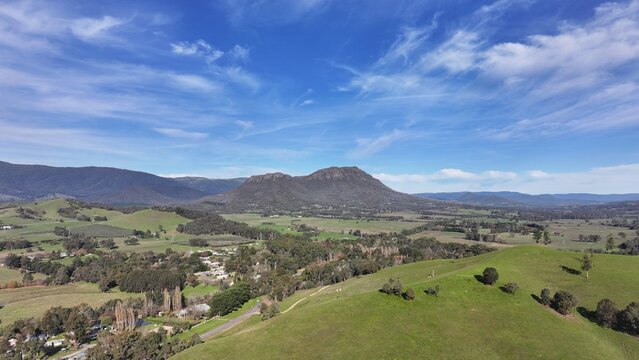 Spectacular aerial photo of Taggerty and Cathedral Mountain Victoria Australia
