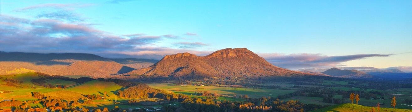 Spectacular aerial Panorama of Taggerty and Cathedral Mountain Victoria Australia