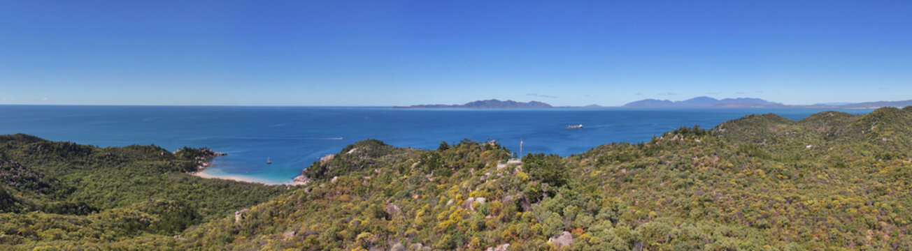 Spectacular aerial parorama of The Forts Magnetic Island Queensland Australia