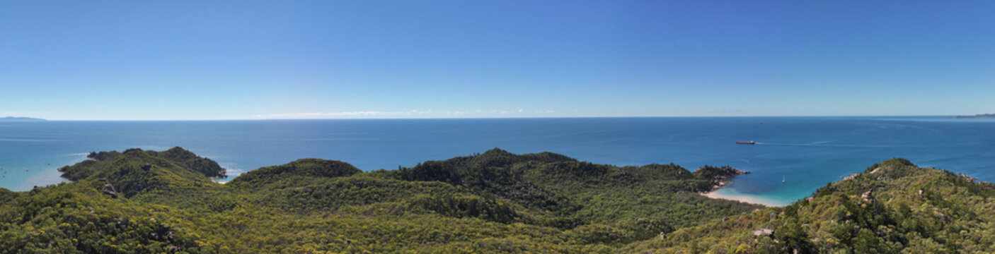 Spectacular aerial parorama of The Forts Magnetic Island Queensland Australia