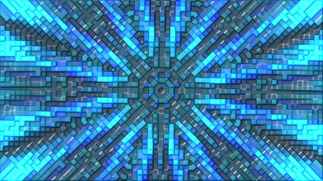 Bright and glowing kaleidoscope pattern fast animation