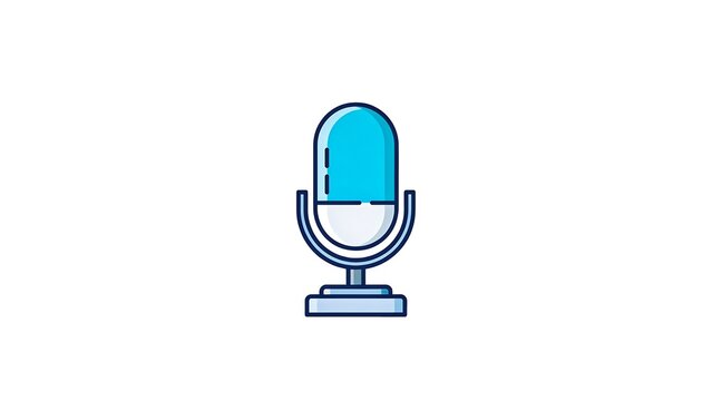 Blue microphone icon for voice recording podcast audio communication and speech technology