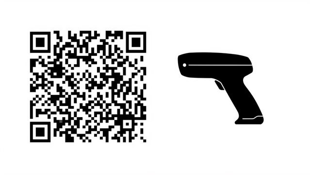 code with barcode scanner icon for digital payment inventory and mobile scanning technology