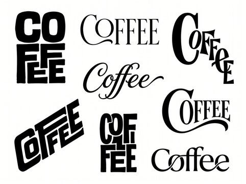 Creative vintage coffee typography styles in black and white
