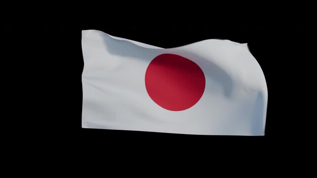 Japan National Symbol Waving Animation Transparent 4K Stock Footage
