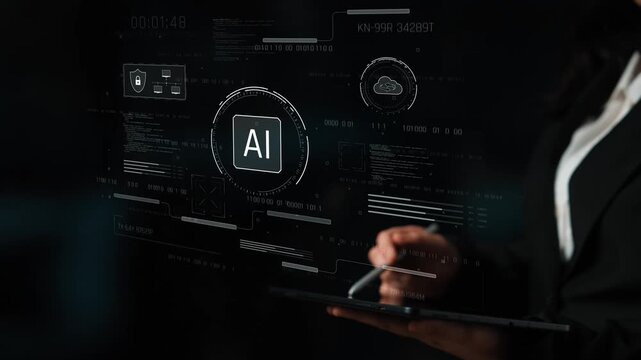 AI interface showing how artificial intelligence powers systems. AI Artificial intelligence transforms data, enables automation, and AI artificial intelligence drives innovation. Marrow