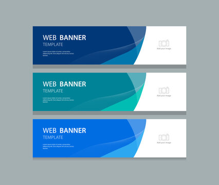 horizontal web banner design background template. Suitable for web and social media ads. Vector illustration file with Space to add pictures.