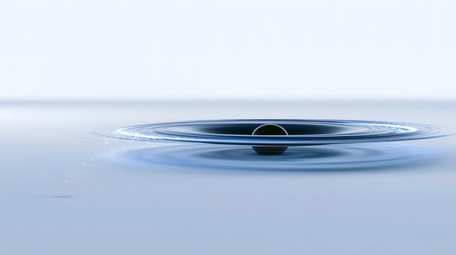 Abstract 3D illustration of a spherical wormhole on flat simple surface with soft light