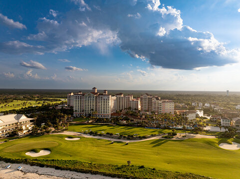 Aerial View of Hammock Beach Resort Florida with Golf Course and High-Rise Hotels at Sunset June 28 2026 
