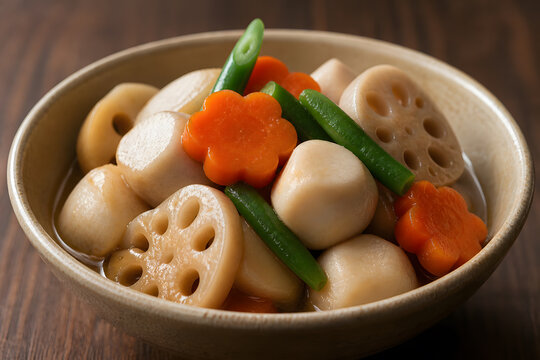 Bowl of seasonal simmered vegetables