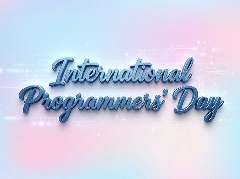 International programmers day 3d text design with digital circuit background and binary code elements for technology celebration