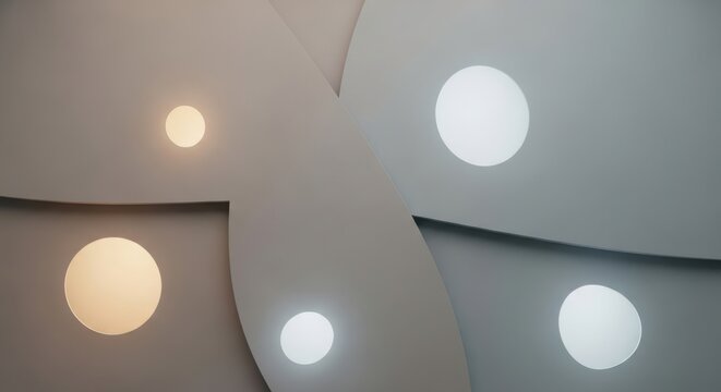 Four illuminated circles on a textured neutral background showcasing different light temperatures