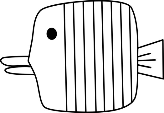 Line art doodle fish 9
