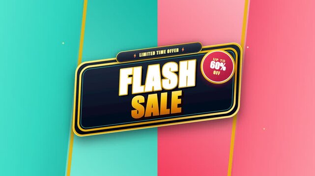 Flash sale promotional banner with eighty percent discount. 4K Video
