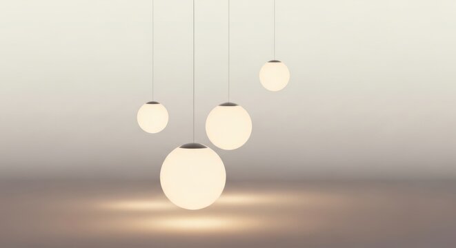 Modern oval pendant lights illuminate a room with warm ambient glow