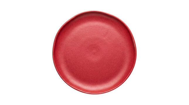 Red ceramic plate with matte png isolated on transparent background