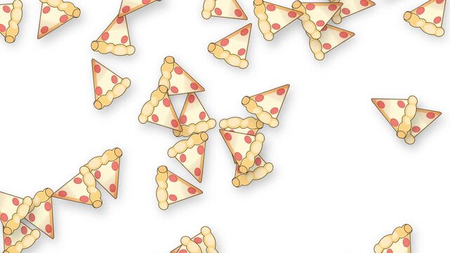 Animated Pizza Slices Falling Downward on a Plain White Background