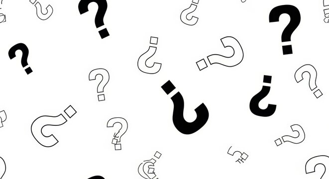 Seamless Pattern of Black and White Question Marks for FAQ and Support Background