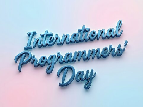 3d rendered text international programmers day on a soft pastel gradient background
