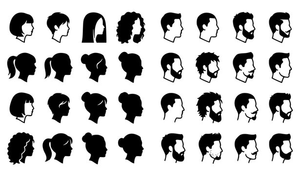 Minimal Male Female Portrait Silhouette Icon Pack