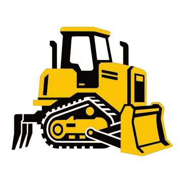 Heavy track bulldozer with rear ripper vector illustration