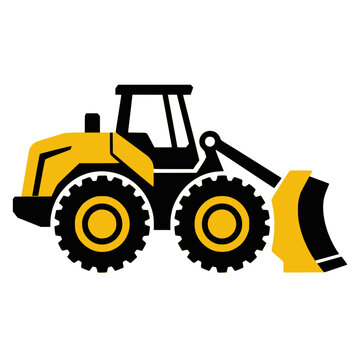 Mining wheel dozer heavy bulldozer vector illustration